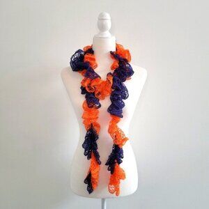💘Blue and Orange Homemade Spiral Ruffle Fashion Scarf